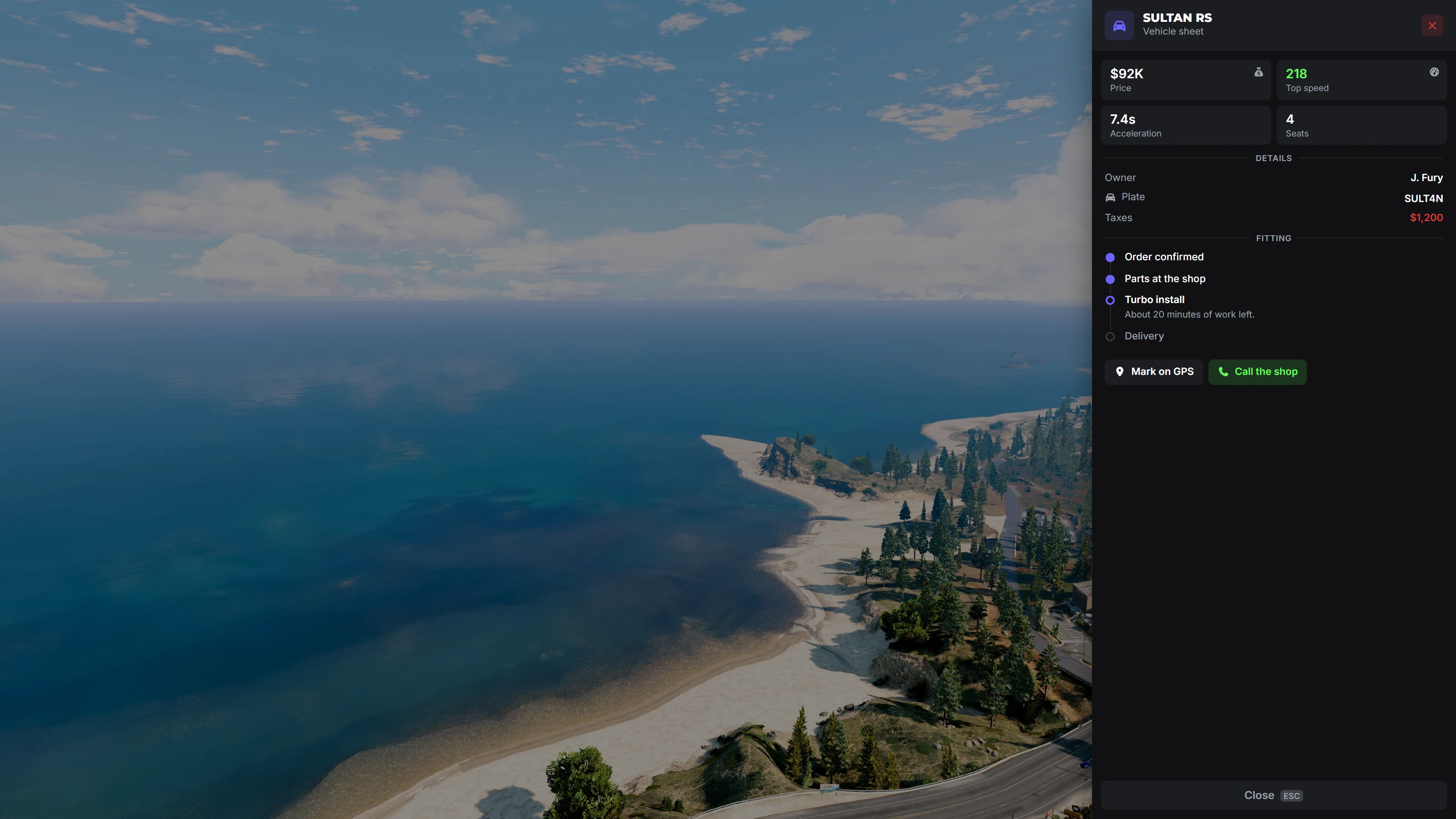 FiveM HUD UI vehicle panel using the Ox Lib redesign