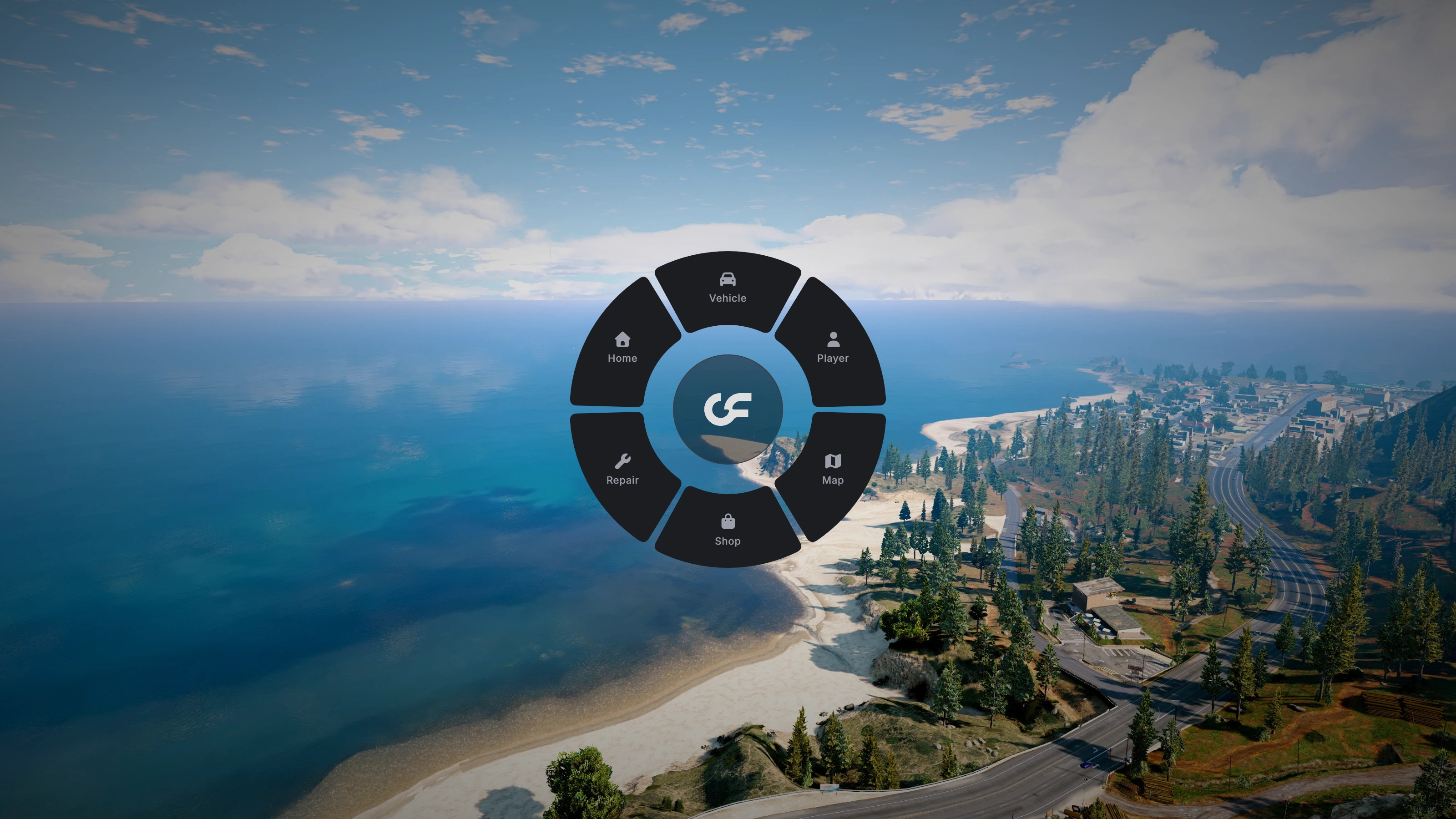 FiveM custom UI radial menu in wheel style